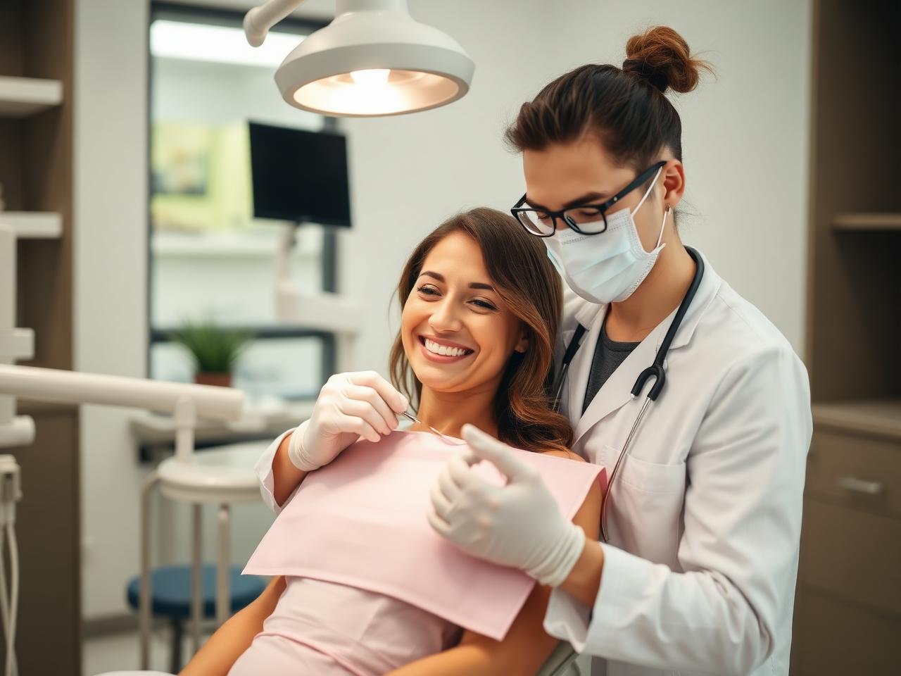 Friendly dentist gently treating a patient at We Care Dental