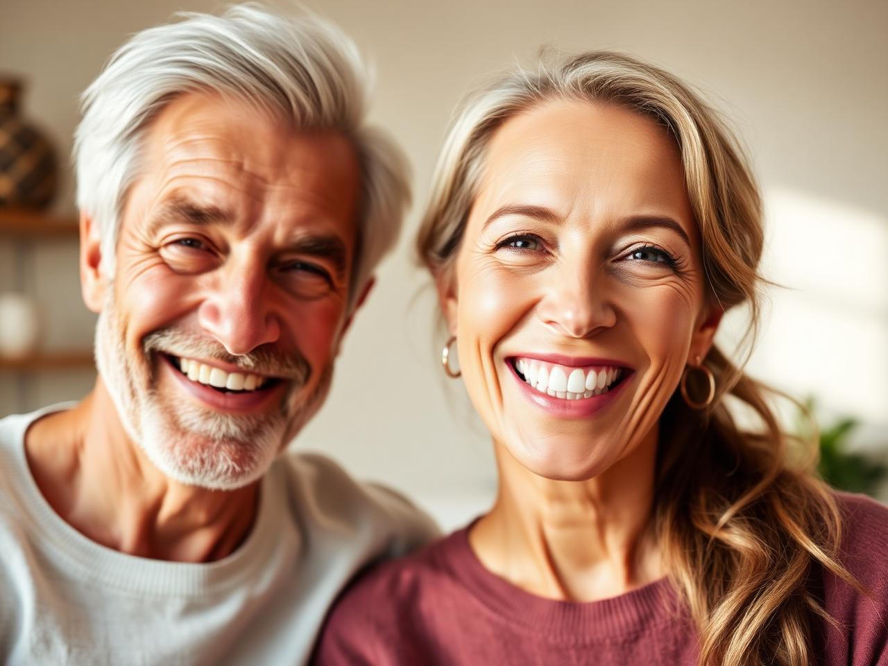 Smiling couple with healthy natural-looking teeth