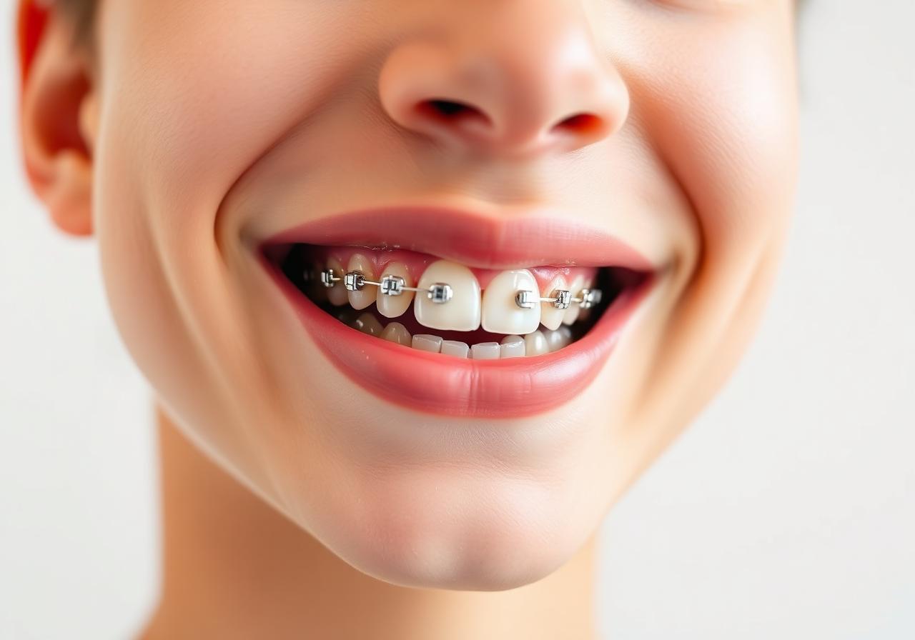 Smile with metal braces
