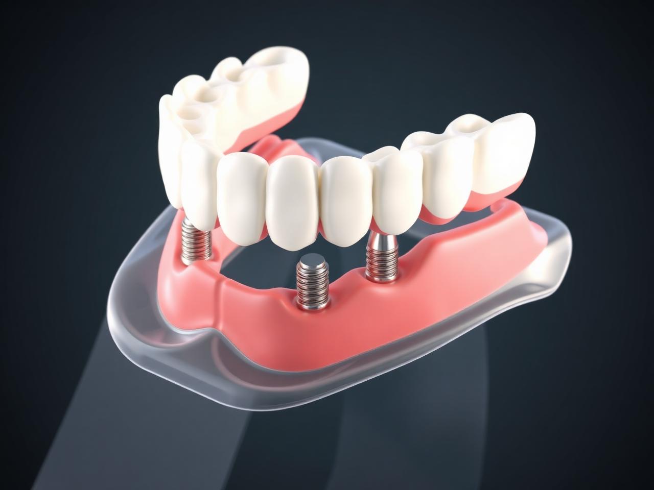 Implant overdenture snapping onto dental implants